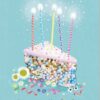 Happy birthday        עוגה ונרות עם חרוזים